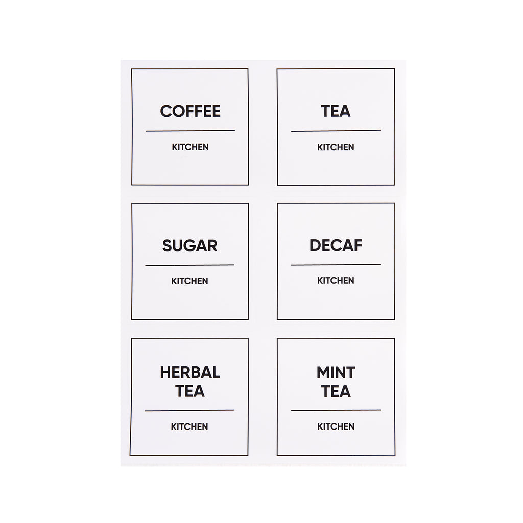 Coffee Tea Sugar Decaf Herbal Tea Mint Tea Pantry Label set by CLOSSY. Organise decant and declutter your pantry cupboards